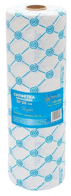 Салфетка 20х30, №100, материал спанлейс, рулон (голубой)